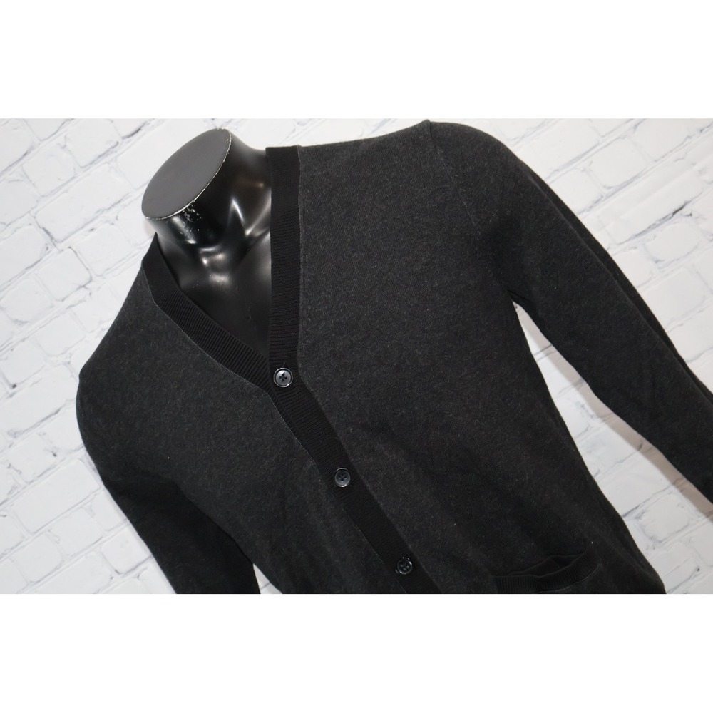 Express Cardigan Mens Medium Dark Gray Black V-Neck Button Front